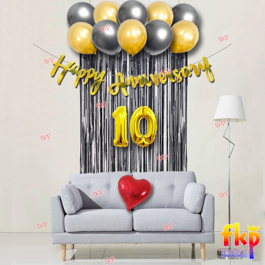 FUN KIDS PARTY Paket Dekorasi Anniversary Latin Simpel / Dekor Balon Hari Jadi / Ulang Tahun Pernika