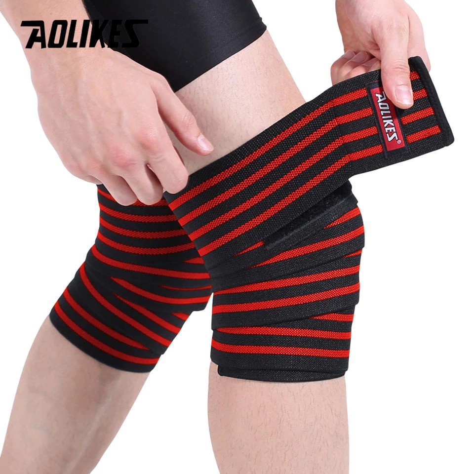 AOLIKES 7167 Knee Wrap / Knee Brace Support for Powerlifting - Deker Pelindung Lutut Kaki Olahraga