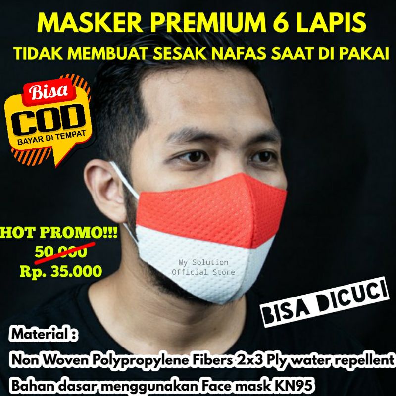 Masker KN95 6 PLY Merah Putih Edisi Kemerdekaan Premium 6 Lapis Anti Pengap dan Bisa Di Cuci
