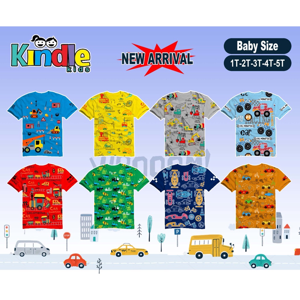 KAOS ANAK SERI KENDARAAN KONTRUKSI (VERSI 3) BY KINDLE KIDS