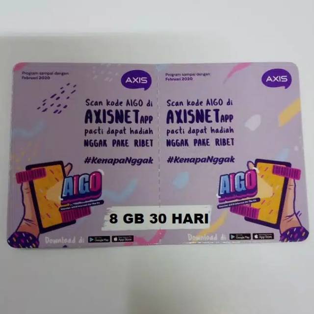 Voucher kuota data Axis 8GB 30Hari / VO Data Aigo 8GB 30Hari