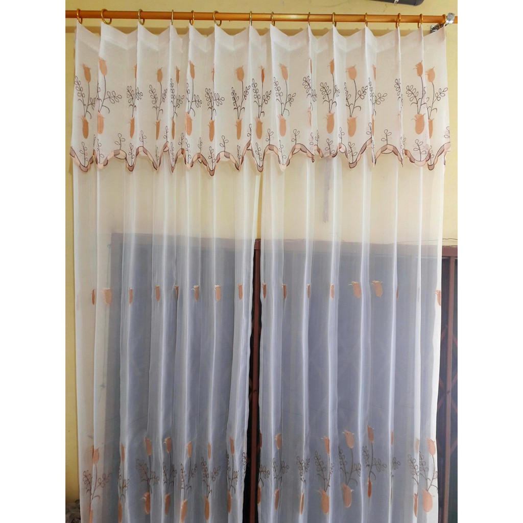 Gorden Vitrase Bordir Model Poni Badan Belah Lebar 100cm 150cm 200cm