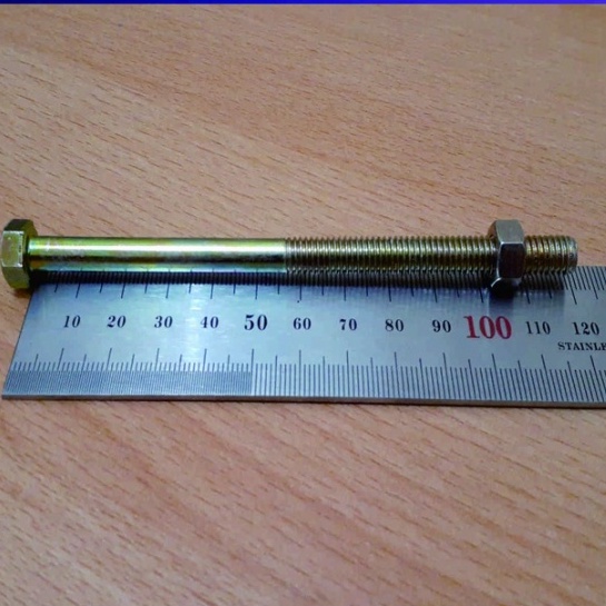 MurBaut Besi Hexagon Baud Mur Nut kuning M8x120 M8 X 120 Kunci 12