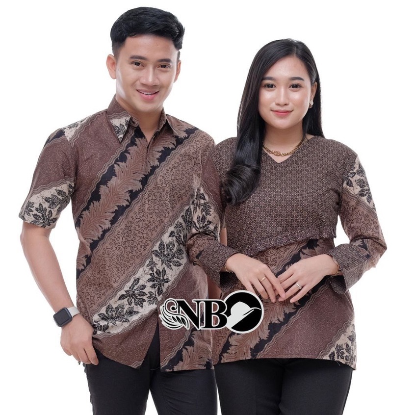 Baju Batik Couple Original Batik Wanita Sarimbit Batik Pasangan Cokelat Lurik Liris Keluarga Pekalon