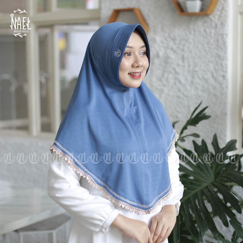 (Ori Nael) MAUREEN •hijab instan jersey berdine•bergo pet list renda