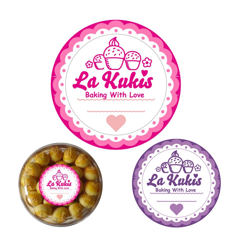 

Label / label kue /stiker toples ukuran 5 cm ( isi 50 pcs ) laminasi doff / glossy