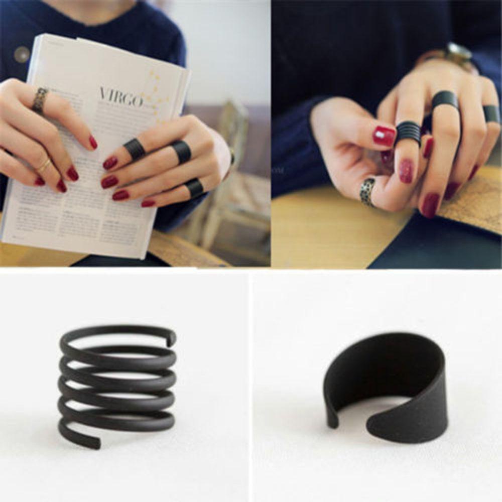 Solighter 3PCS Diatas Set Cincin Buku Jari Hadiah Perhiasan Fashion Tumpuk Polos