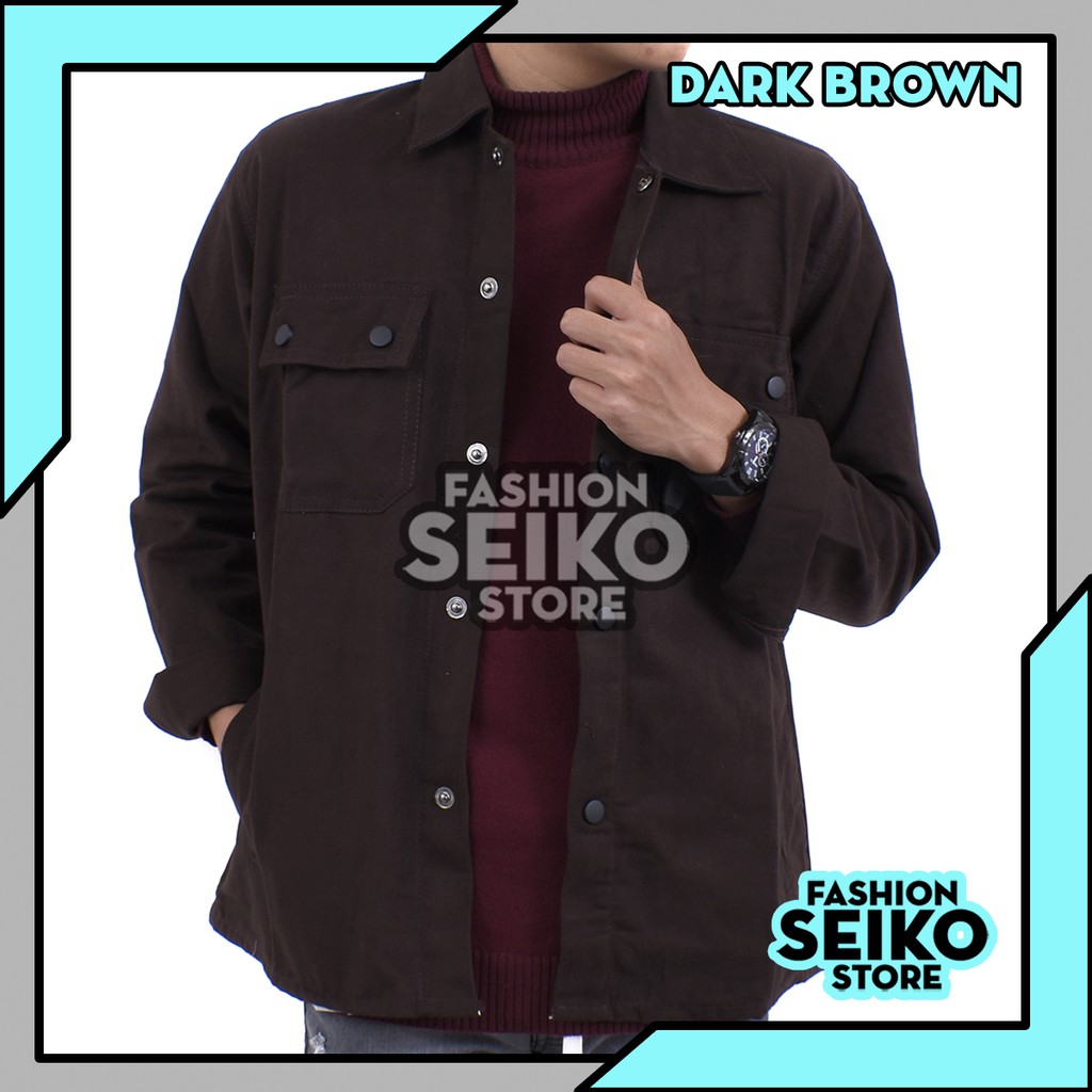 JaketKanvas / Semi Parka / Field jacket  - 2 pocket -green army navy maroon hitam darkbrown