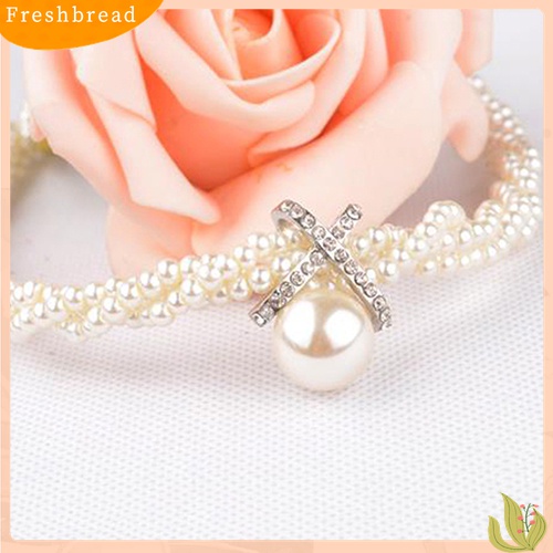 [TERLARIS]Women Fashion Pendant Chain Choker Faux Pearls Statement Necklace Jewelry