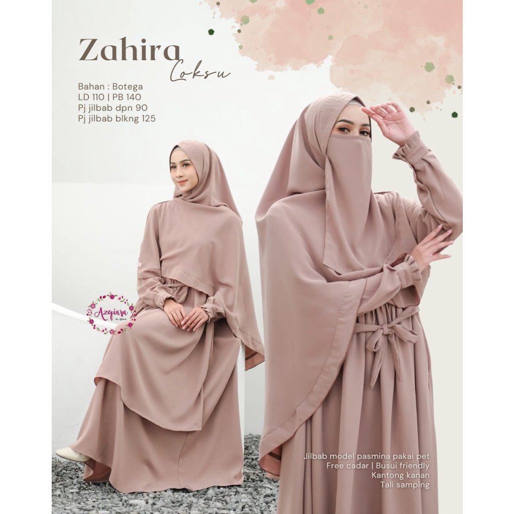 Zahira Syari Gamis Muslim Wanita Mom Dres Free Ongkir original Produk By Azqiara