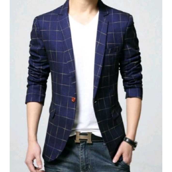 Jas model kotak/jas formal pria/blazer pria