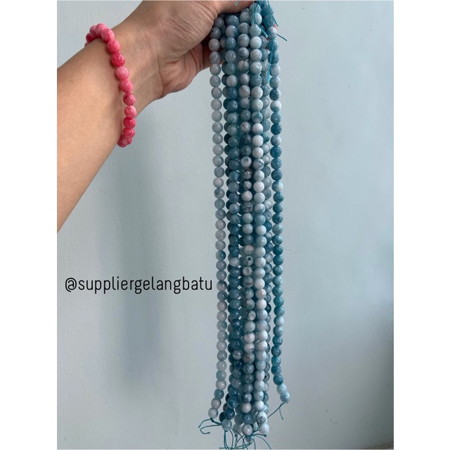 batu blue moss agate biru 10mm aksesoris fashion gelang kalung craft