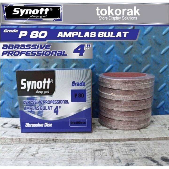 AMPLAS BULAT TEMPEL 4 INCH SYNOTT - VELCRO 60-80-100-120-150-180-220