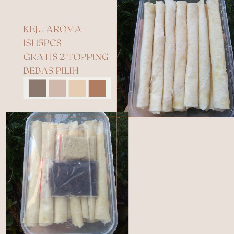 

Chesee Roll/Keju aroma mentah isi 13pcs gratis 2 topping bebas pilih