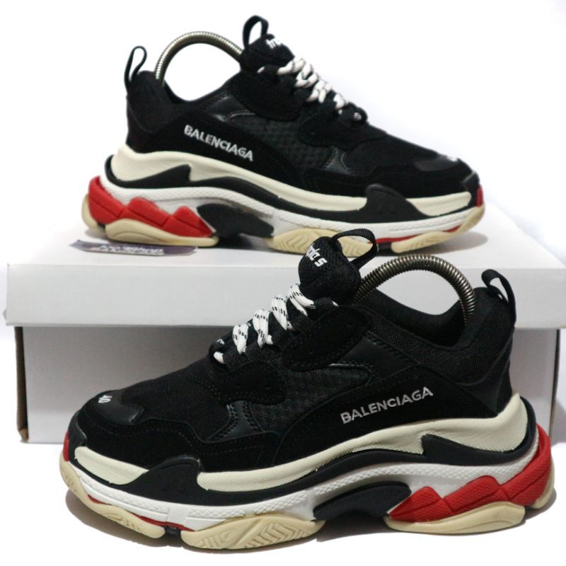 Sepatu Sneakers Balenciaga Triple S Black White Red Size 37 - 44 Mirror BNIB (Free kaos kaki)