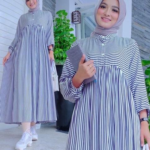 [RBP. 77546] Jawani Midi dress longTunik / Tunik Salur Jumbo M L XL XXL / Dress Muslim / Style Kekin