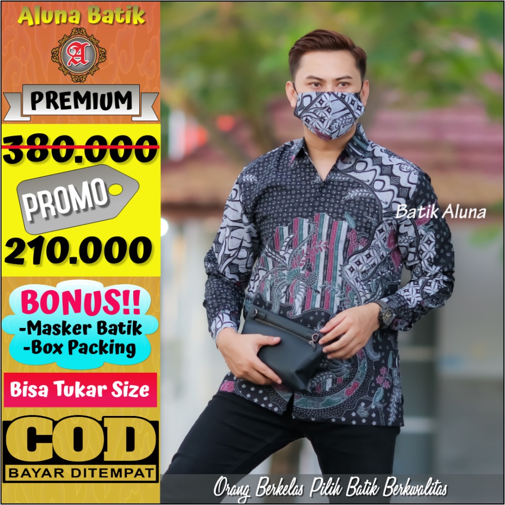 Batik Pria Lengan Panjang Baju Kemeja Batik Premium Laki Laki Furing Solo Produksi Batik Cowok Modern Jawa Aluna 2021