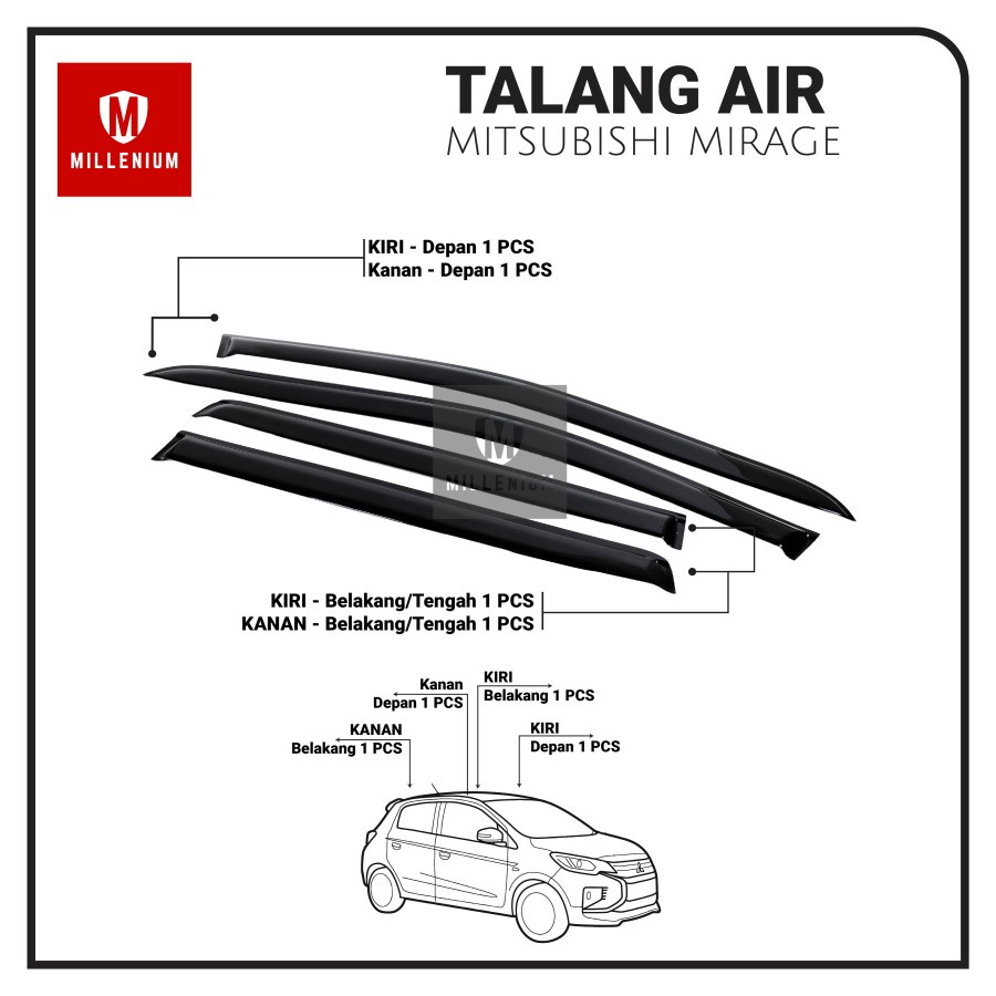 TALANG AIR PINTU MOBIL MITSUBISHI MIRAGE 2012 - 2022 MODEL SLIM