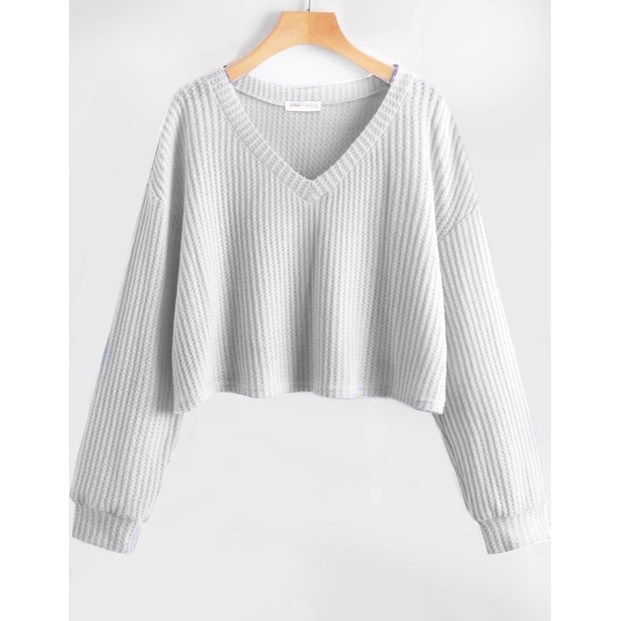 BLOUSE CROP - BLOUSE KOREA - BRUGMANSIA BLOUSE