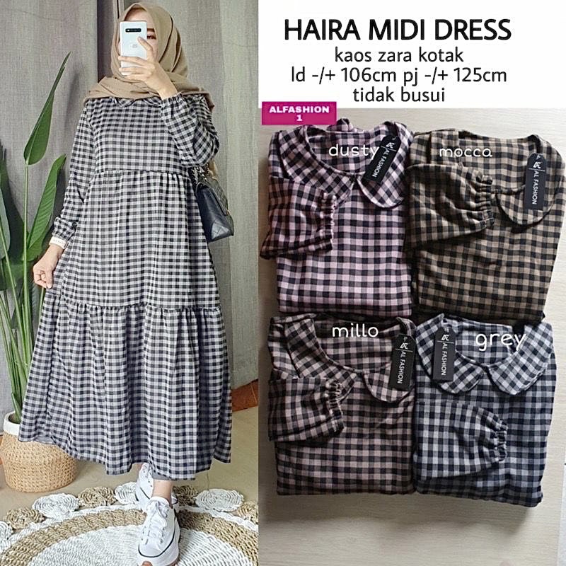 Haira Midi Dress - Kaos Kotak Zara LD110 / R.11 - 332-6622