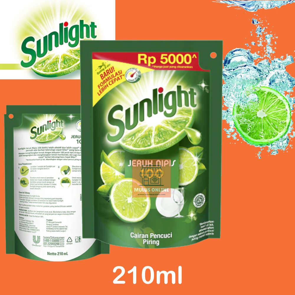 Sunlight Jeruk Nipis 100 Ukuran 210ml Harga grosir ketengan 5000
