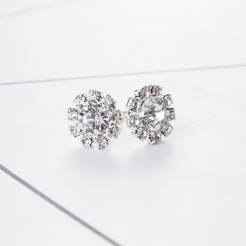 Stud Earrings Romantic Crystal Flower Earrings Perhiasan Pernyataan Untuk Wanita