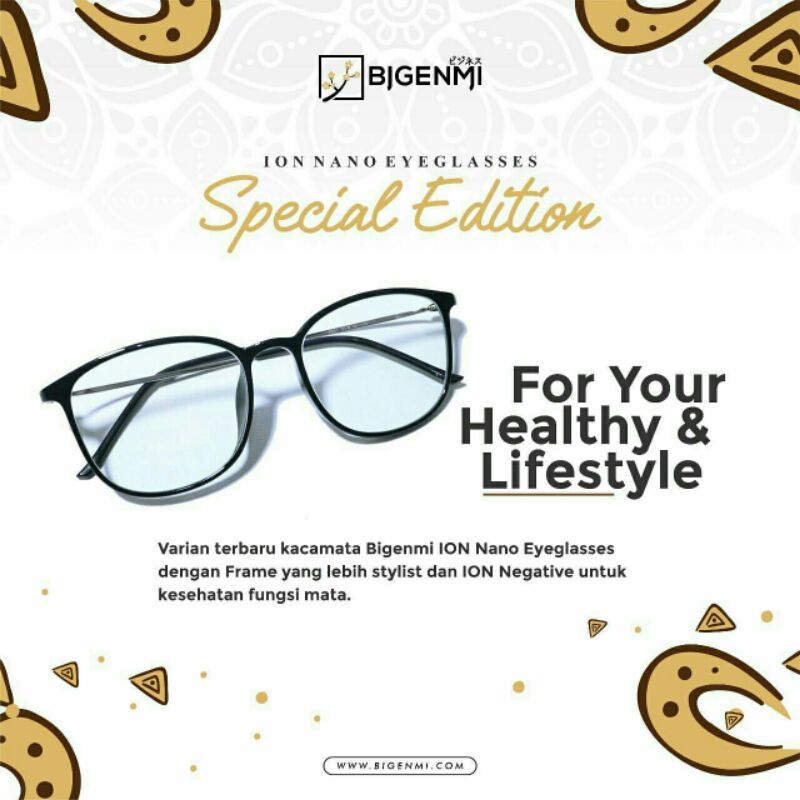 Kacamata Bigenmi premium black silver kacamata Ion Nano Kacamata terapi nano kacamata K Ion Nano kac