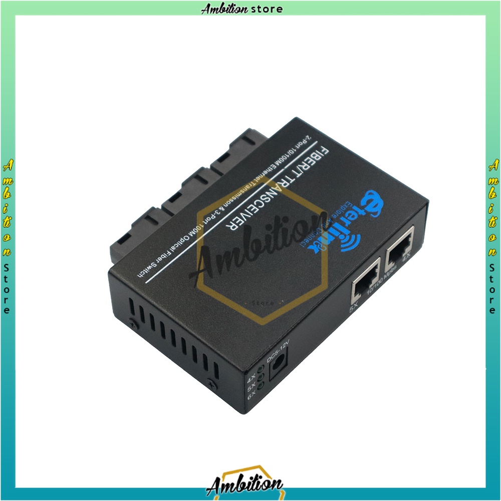 Switch Ethernet Media Fiber Optik Mode Tunggal 2 Rj45 Dan 3 Sc Port 10 100m Import LANGSUNG