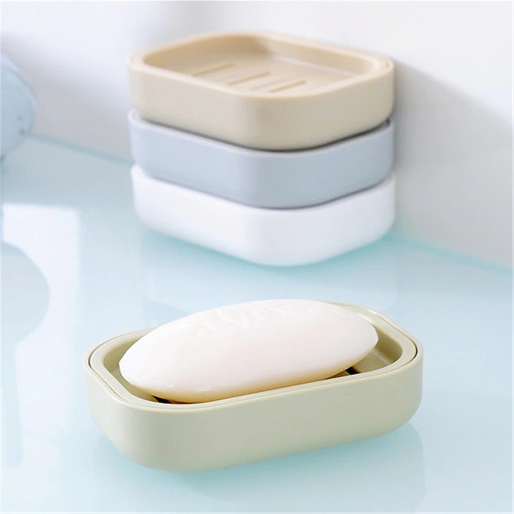 Tempat Kotak Wadah Rak Kontainer Pengering Sabun Mandi 2 Lapis Kamar Mandi Wastafel Portable Berkualitas Minimalis Multifungsi Aethetic Container Soap Drain Box