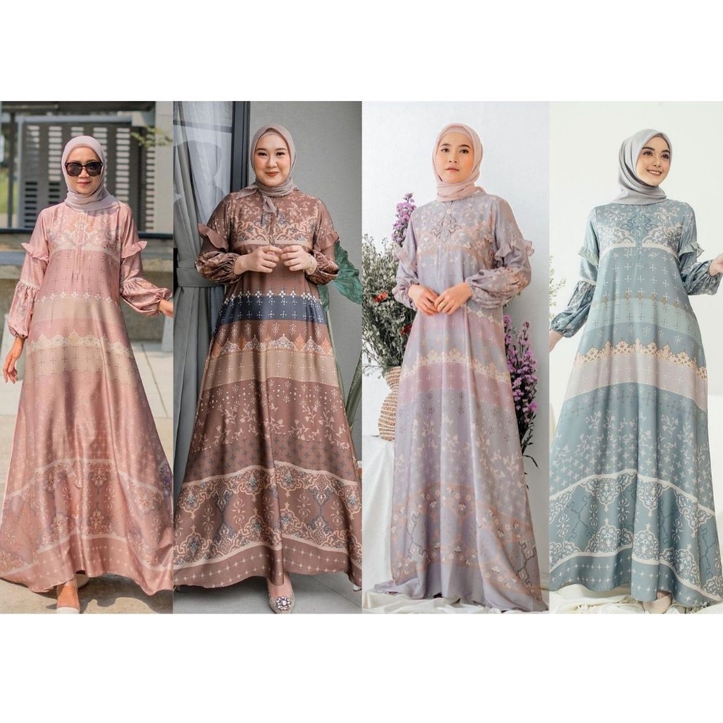 BAJU PAKAIAN FASHION CEWE WANITA DRESS GAMIS MAXY ABAYA MUSLIM KIRANI DRESS Kienka Silk Maxmara