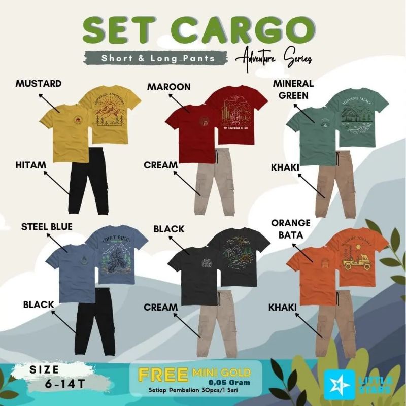 SET CARGO SHORT & LONG PANTS BY LITTLE STARS