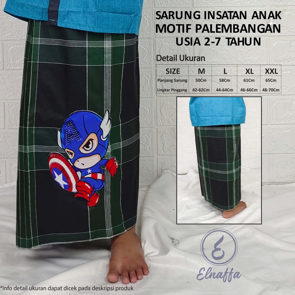 EL-NAFFA Sarung Instan Anak, Sarung Sunat, Sarung Anak Laki-laki Motif LED PAL-DONGGALA Usia 2-8 Tahun (Bisa COD)