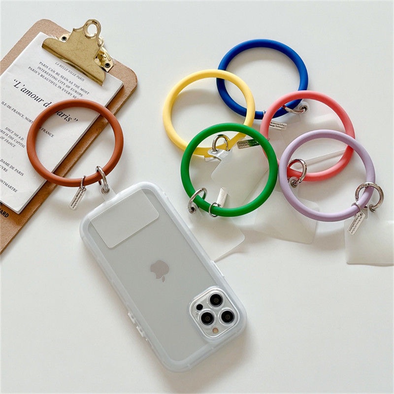 Tali Lanyard Anti Hilang Bahan Silikon Warna Macaron Untuk Gantungan Kunci / Handphone Universal