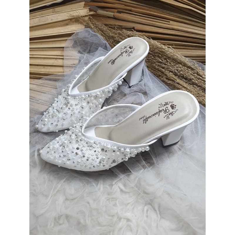 sepatu maxmaya putih sepatu wedding cantik tinggi 7cm hak tahu