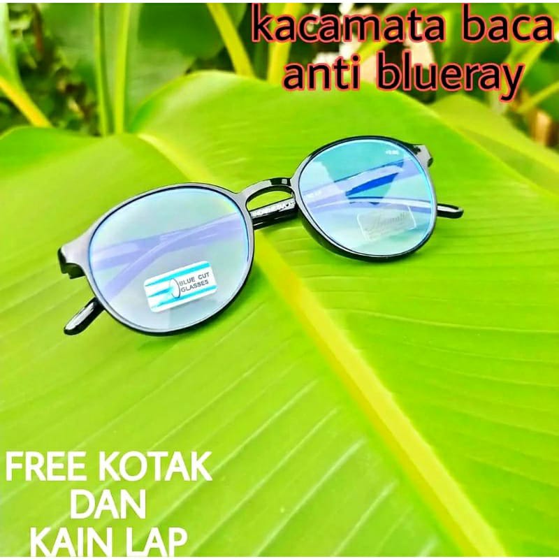 KACAMATA BACA PLUS Rabun Dekat + LENSA anti radiasi (BLURAY) Free BOX + LAP. ukuran 0.50-4.00