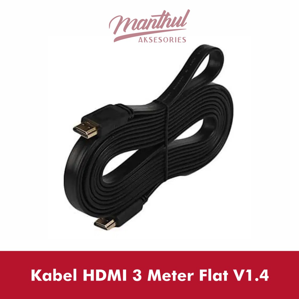 Kabel HDMI 3 meter flat v1.4, High speed
