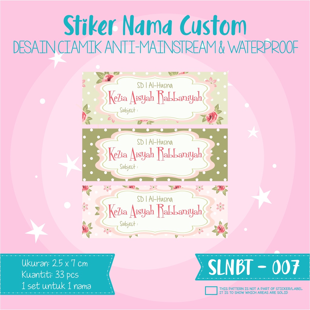

stiker label nama anak kartun waterproof rainbow animal SLNBT 007
