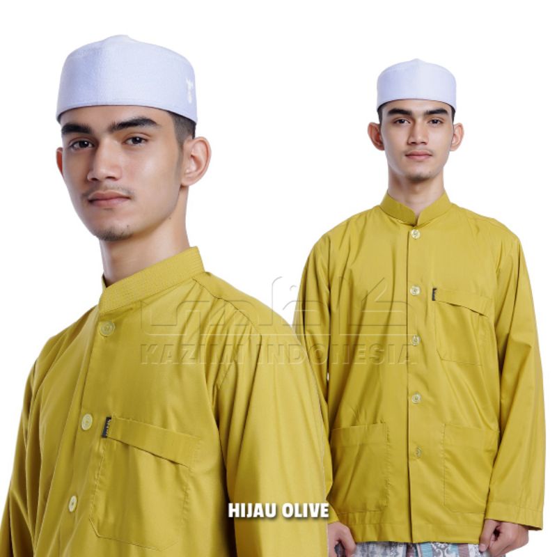 BAJU KOKO HAIBAH KAZIMI WARNA HIJAU OLIVE MODEL AMMU