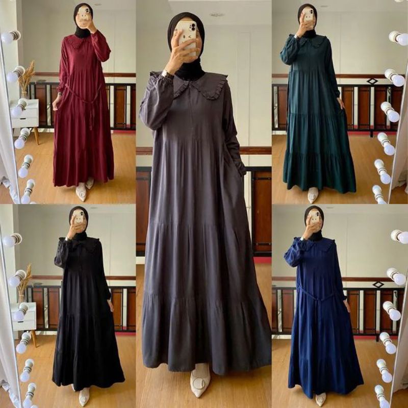 FREYA Dress Rayon Twill Premium Gamis Remaja Kekinian