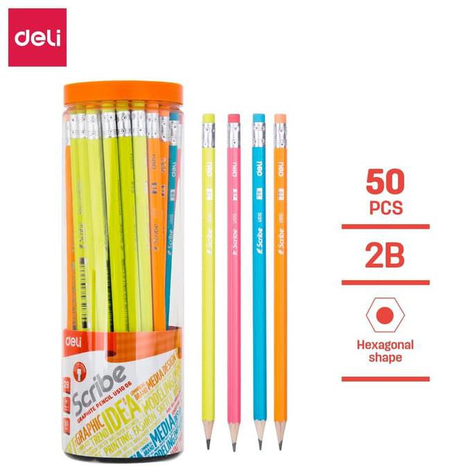 

Deli Pensil / Pencil - 2B 50pcs/tabung - Sudah diasah EU51006 DR53
