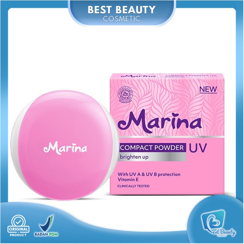 ★ BB ★  Marina Compact Powder UV Brighten Up 12gr - Bedak Padat - Uv Protection
