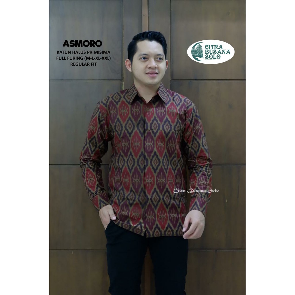 ASMORO PANJANG Kemeja Batik Pria Full Furing Bahan Katun Halus Primisima