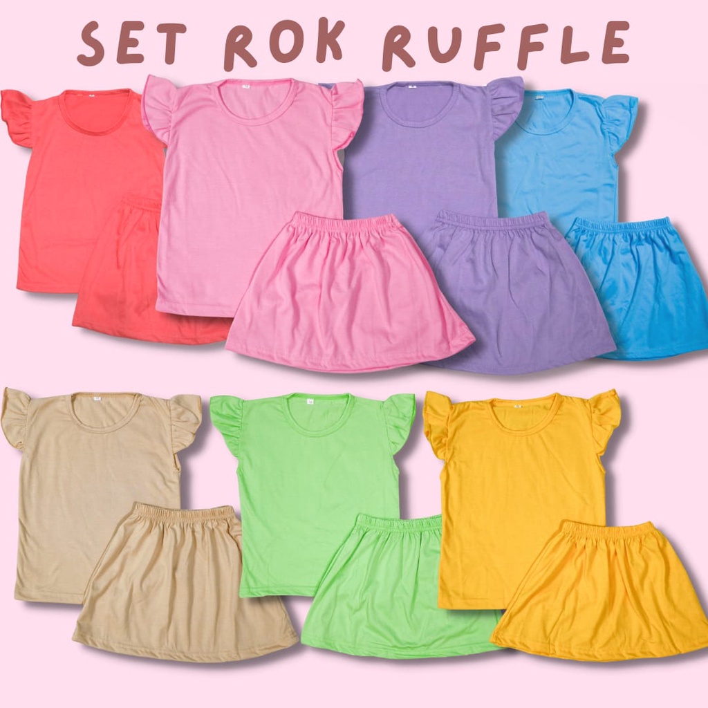 BabynKids - Setelan Rok  Ruffle Anak Perempuan / Setelan Rok Rempel / Set Anak Cewek / Setelan Rok Anak Perempuan / Setelan Anak Perempuan