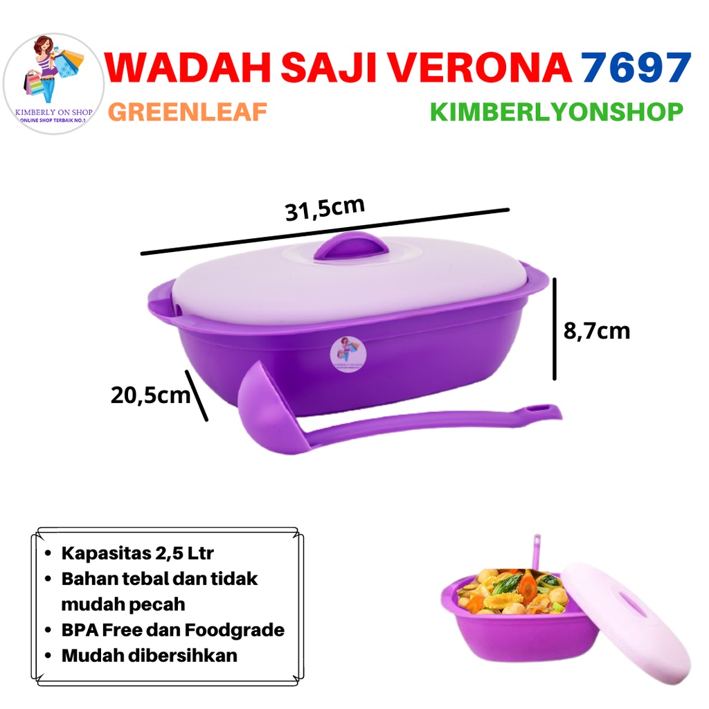 Wadah Saji Food Storage Verona 2,5 Liter 7697 Green Leaf