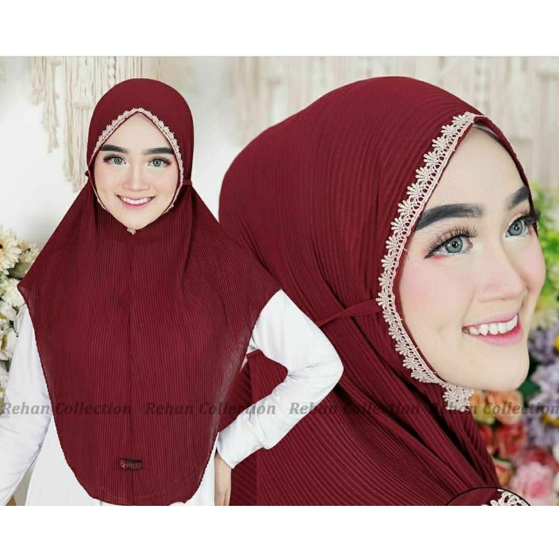 (COD) BERGO PLISKET SIRIA RENDA FULL LIDI Bergo Maryam Plisket Model Baru Hijab Instan Syiria Pliske