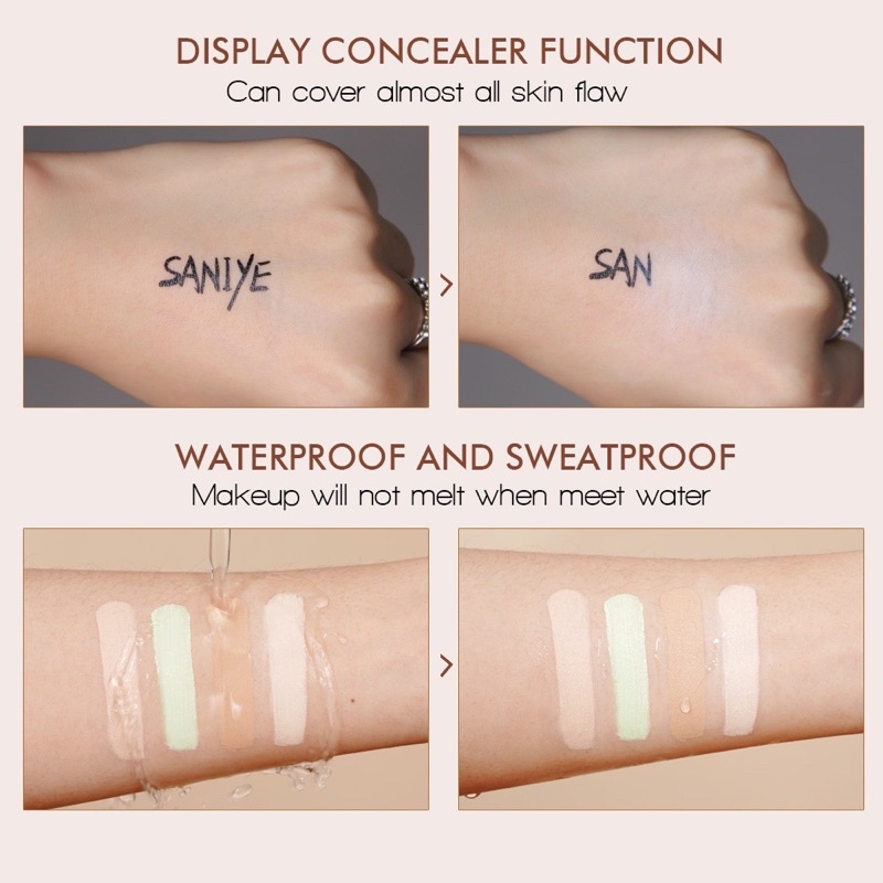 SANIYE R1179 Palet Concealer Krim Tahan Air Flawless Cakupan Penuh Konsiler Hingga 12 Jam 5 Warna