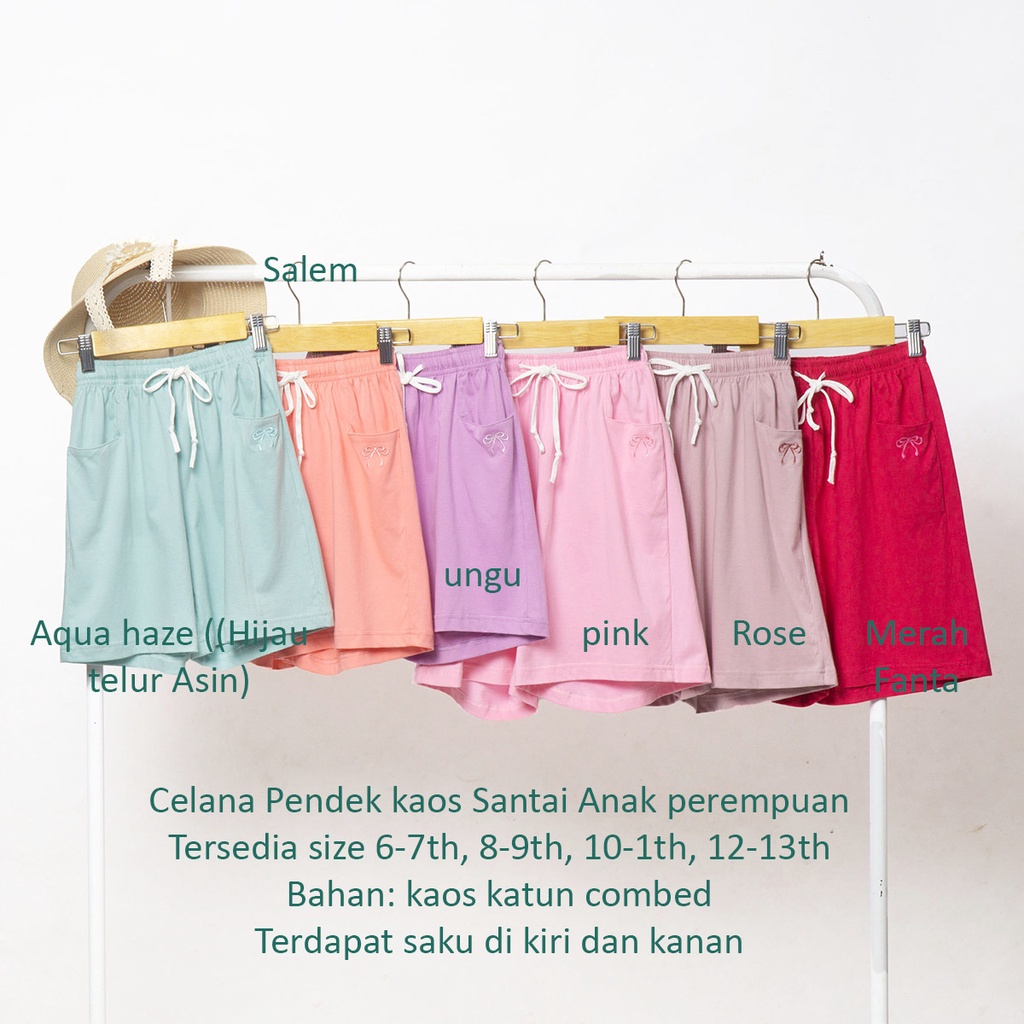 bawahan celana pendek kaos santai tidur harian anak perempuan dan remaja cewek tanggung 6 8 10 12 ta