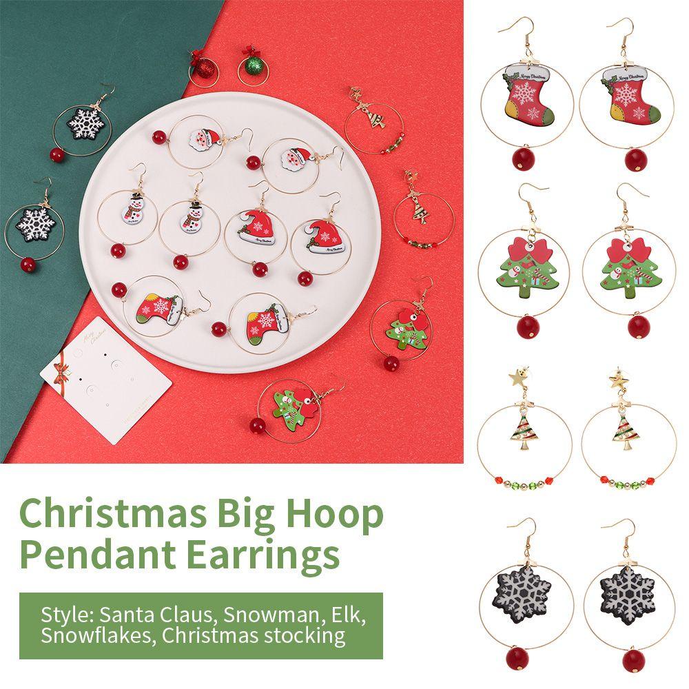 1 Pasang Anting Hoop Liontin Besar Warna-Warni Untuk Wanita