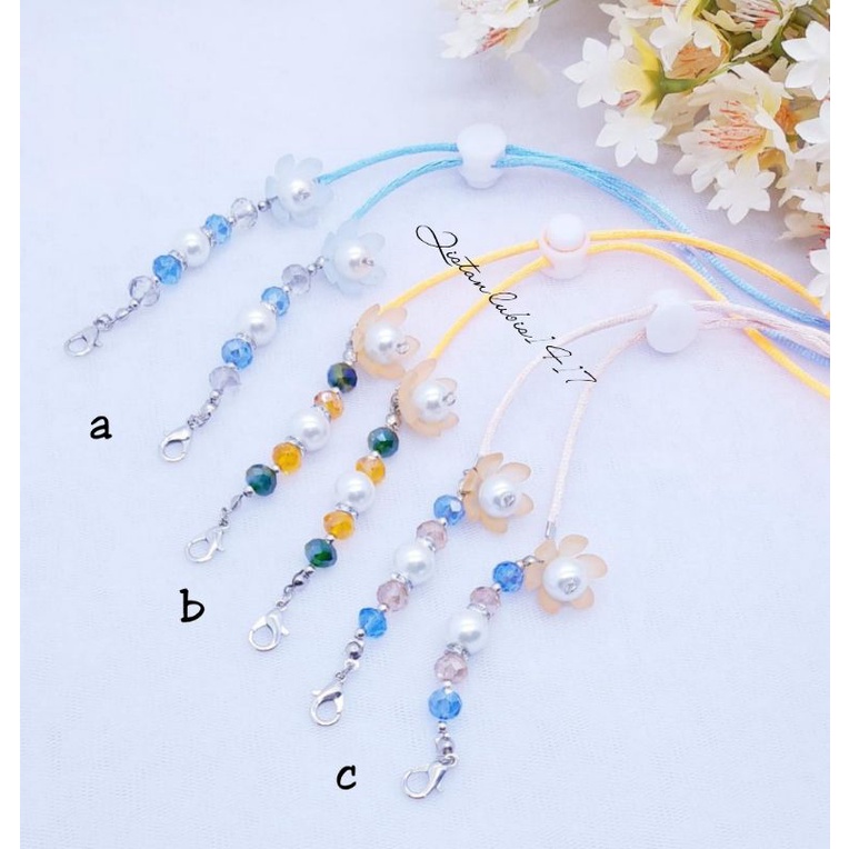 Strap mask mutiara kristal flower beli 10 free 2