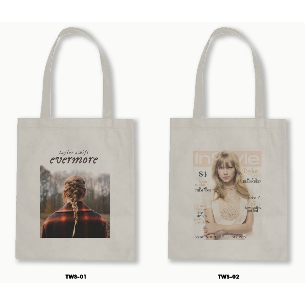 Tas Tote Bag Resleting Kanvas/Blacu  Taylor Swift 03